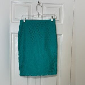 LOFT Green Pencil Skirt Knee-Length Workwear